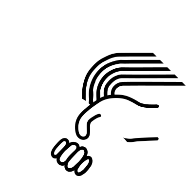 Portland DSA logo: The logo has a red background with outline graphic images in the foreground. Two hands shaking in front with curved line graphics behind them, and a rose behind those.