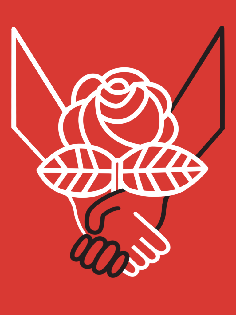 Vancouver Branch logo featuring two arms with hands clasped, forming a V shape, with a rose in front of them.
