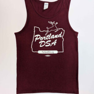 maroon tank top with the White Stag sign design
